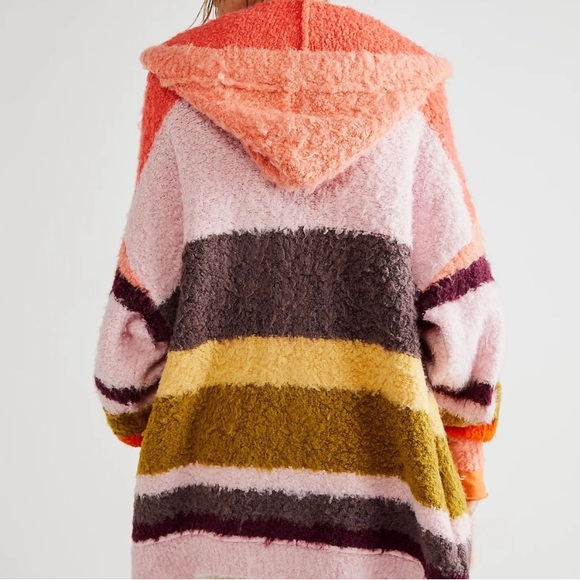 NWOT Free People Dream Team Oversized Striped Fuzzy Eyelash Cardigan, Size XS - Picture 9 of 12